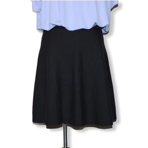 Tahari Black Knit High-Waist Flare Mini Skirt Smal